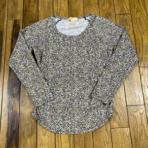 Michael Kors‎ Leopard Print Ruched Long Sleeve Top Size Small